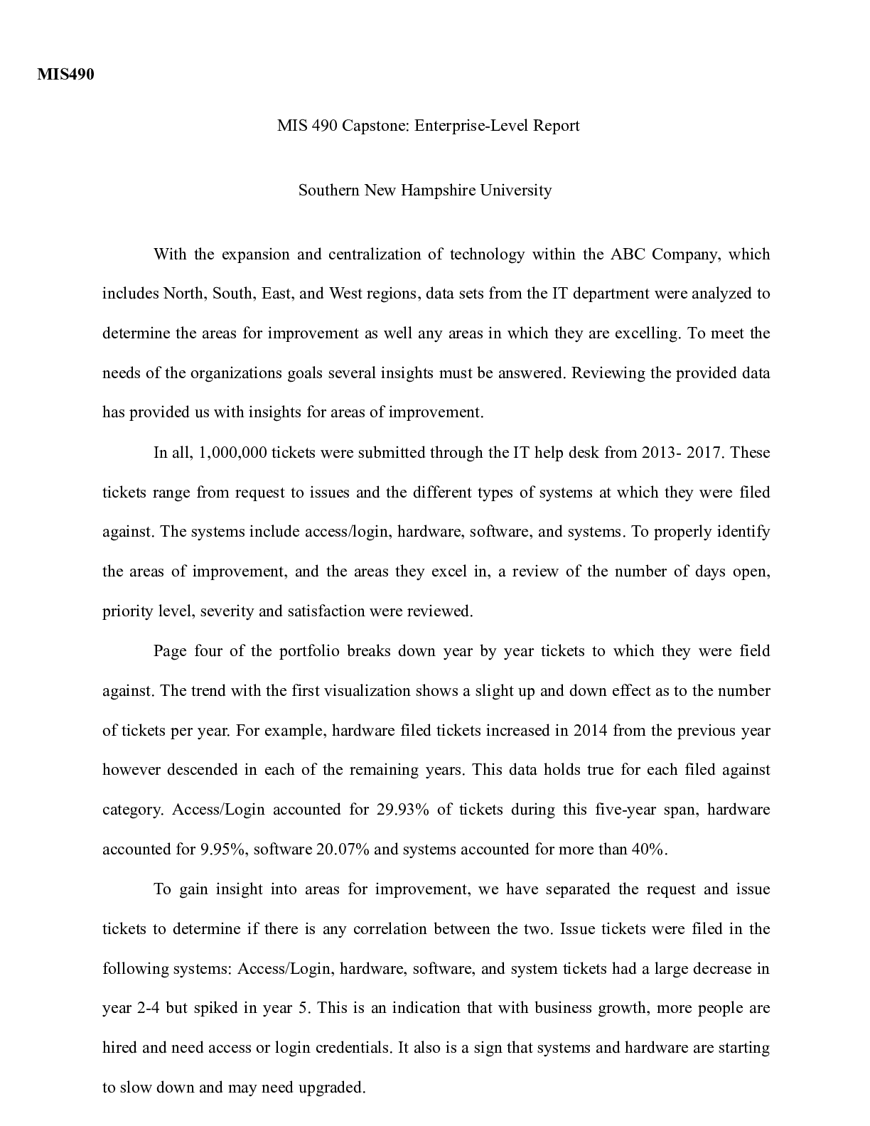 Preview image for MIS 490 Capstone scenario one final|  MIS490  MIS 490 Capstone: Enterprise-Level Repor